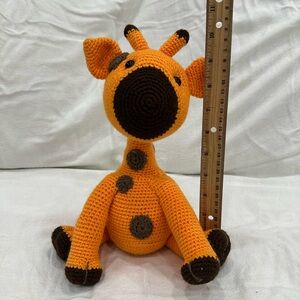 Orange and Brown Giraffe Crochet Toy